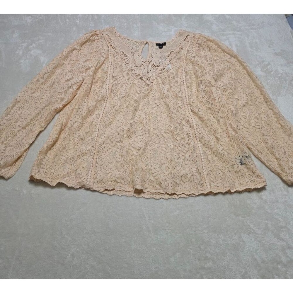Torrid Cream Mixed Lace High Neck Top Size 0 NWT Dressy Casual Beautiful Keyhole